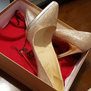Authentic Louboutin glitter gold heels